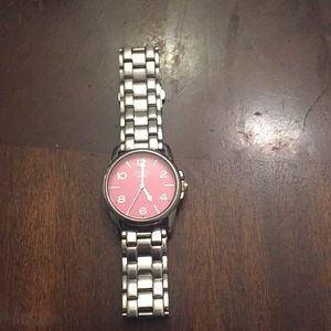 Pink and sterling silver coach watch
